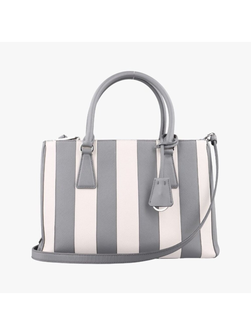 Prada Galleria White Gray Saffiano Leather 7